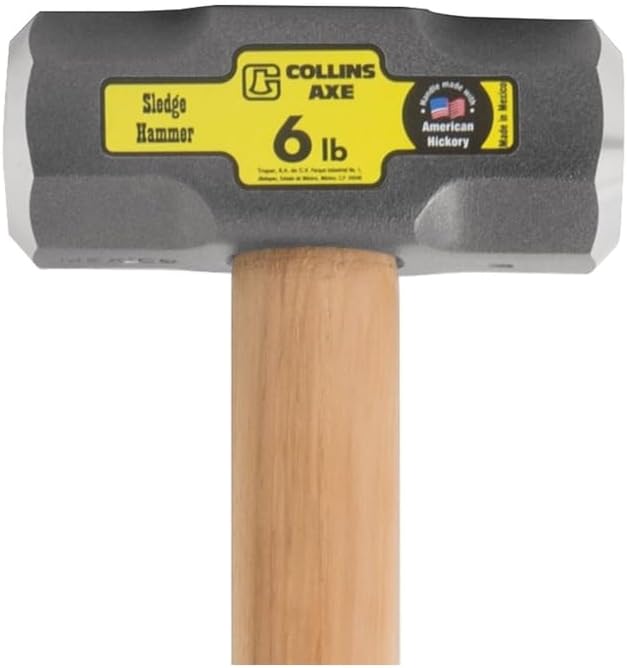 Collins Sledge Hammer Double Face, Drop Forged 6 Lb. High Carbon Steel 36 "