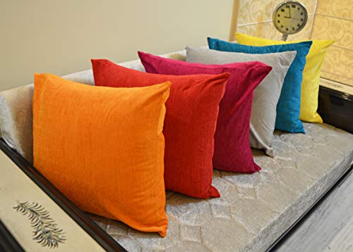 Image of Khooti Molfino Cushion Cover, 14x14 | Orange | Pack of 5 | Solid Plain Soft & Smooth, Decorative Cushion Covers for Living Room, Bedroom, Couches, Chairs, Sofas, Beds & Home Decor