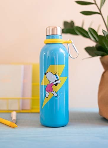 Grupo Erik Official Snoopy Water Bottle-Sports Bottle-500ml / 17OZ, Stainless Steel, Vacuum Insulated Water Bottle, Double Wall Reusable Water Bottle With Carabiner, BPA Free