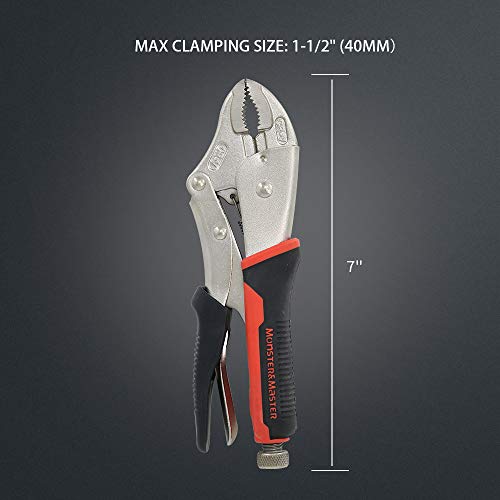 Monster & Master 7" Curved Jaw Locking Plier Set, Chrome-Vanadium Steel, Fast Release For Home & Workshop Use, 2-Piece, Mm-Hip-004X2 #TOP3