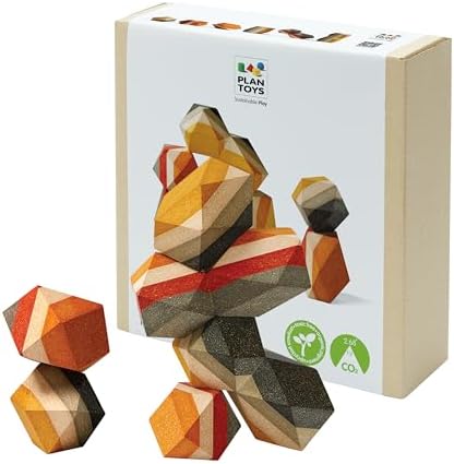 PlanToys® Geo Stacking Rock Wooden Montessori Balancing and Fine ...