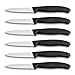 Victorinox Set di Coltelli per Verdure Professionali Swiss Classic, 6 Pezzi, Coltelli Multiuso, Lame Affilate Ondulate, 8 cm, Robusti Manici in Plastica, Nero