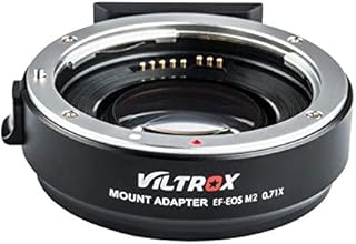 Lens Mount Adapter EF-EOS M2 Auto-Focus 0.71x Speed-Booster Control Ring for Canon EF Lens to Canon EOS-M (EF-M Mount) Mirrorless Cameras M M2 M3 M5 M6 M10 M50 M100