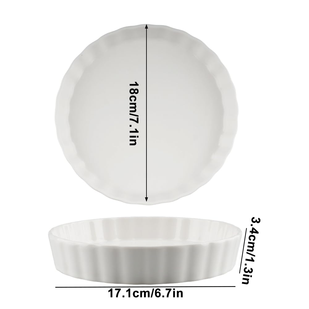 Teglia per quiche in ceramica ø 18 cm Teglia Tonde da Forno in Porcellana Piatto Per quiche In Ceramica non Appiccicoso per Crostate di Frutta, Torte e Quiche - Bianco