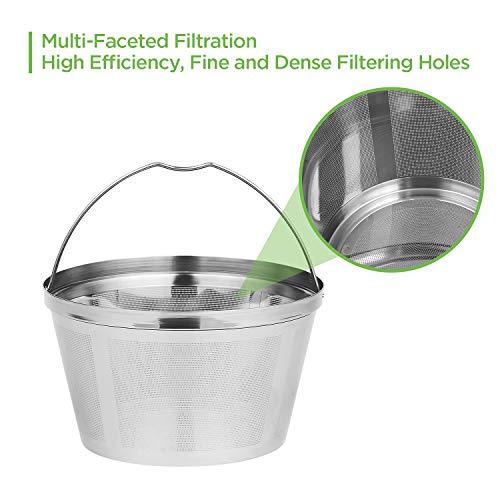 Reusable Coffee Filters 8-12 Cups Permanent Basket Metal filter Washable Compatible with Ninja Mr. Coffee Black & Decker Coffee Maker Filter Parts BPA-free(NOT Fit Cuisinart & Hamilton Beach & BUNN) - Thumbnail 2
