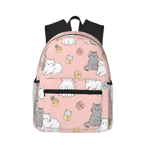 Picnic Bicycle Backpack Cute Kitten Friends Cartoon Cats Daypack Durable Polyester Anti-Theft Multipurpose Big Capacity Shoulder Bag Lightweight for Outdoors