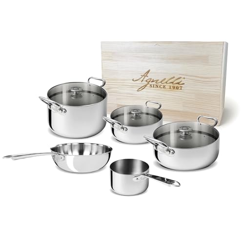 8 Piece Cookware Set - 3 Ply Steel with Wooden Case