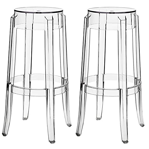 Modway Casper Modern Acrylic Two Bar Stools in Clear - Fully Assembled