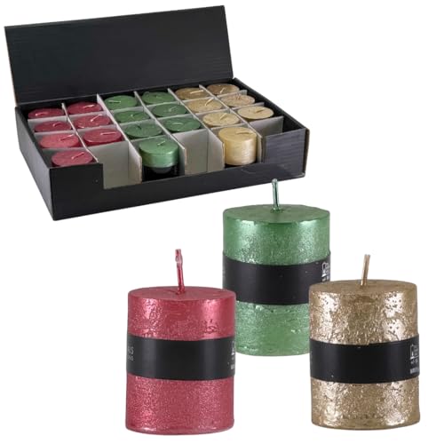 24x Rustikale Metallic Mini Kerzen ca. 4 x 5 cm Stumpenkerzen Set im...