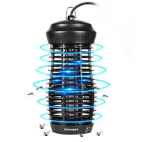 DEKINMAX Lámpara Antimosquitos Lámpara de Mosquito para Matar Insectos Mosquitos Moscas Polillas para Dormitorio Salón Cocina Despacho (Negro-6W)