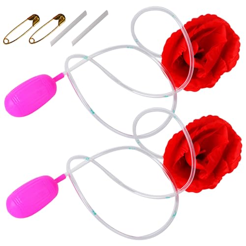 Wedhapy Squirting Flower Red Rose 2 Sets April Fools Day Pranks Clown Flower That Squirts Water Trick Toy Realistic Rose Flower Joke for Party