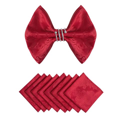 HomeJoy Red Jacquard 17x17 Square Polyester Cloth Napkins Set of 8