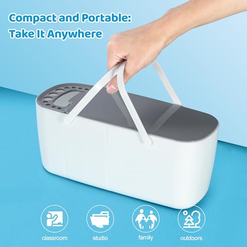 Thatbass Limpador de pincel, suporte de pincel removível com bandeja de paleta e alça, enxaguador de