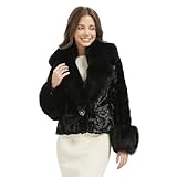 Women Real Fur Coat Natural Mink Fur Jacket Real Fox Furring Collar and Sleeve Cuffs Winter Overcoat