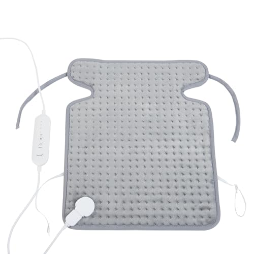 [En.Casa] Cuscino Riscaldante Termoforo Elettrico Cuscino Termico Per Schiena E Collo 50 X 40 Cm Con Nastri Temperatura Regolabile Protezione Surriscaldamento - Grigio - 2