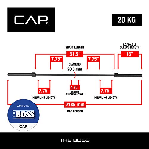 Image of Cap Pro Series 7FT Olympic Barbell, Weightlifting Bar for Strength Training