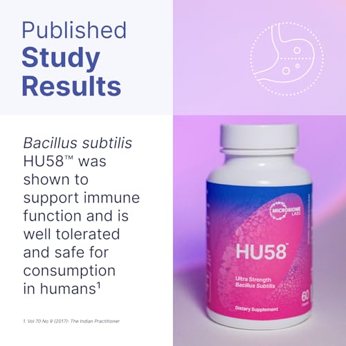 Image of Microbiome Labs HU58 Bacillus Subtilis Probiotics for Women and Men - High Potency Spore Probiotic for Digestive Health & Immune Support - Daily Capsules with 10 Billion CFU (60 Capsules)