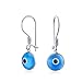 Blue Nazar Evil Eye Spiritual Protection Round Leverback Drop Earrings For Women Teen Murano Glass 925 Sterling Silver