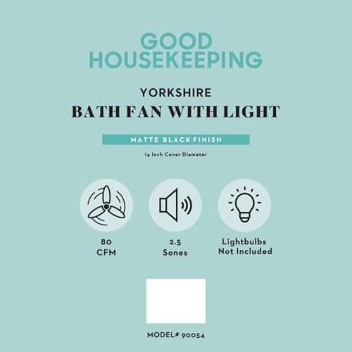 Good Housekeeping 90054Z Yorkshire (90054) Decorative 80 Cfm 2.5 Sones Bathroom Ventilation Exhaust Fan With Lighting (Matte Black) thumb #2