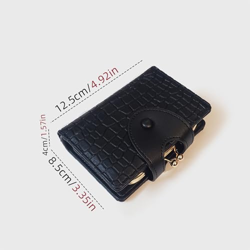 Women's Short Wallet with Removable Coin Purse, Stone Pattern Leather Card Holder for Ladies3