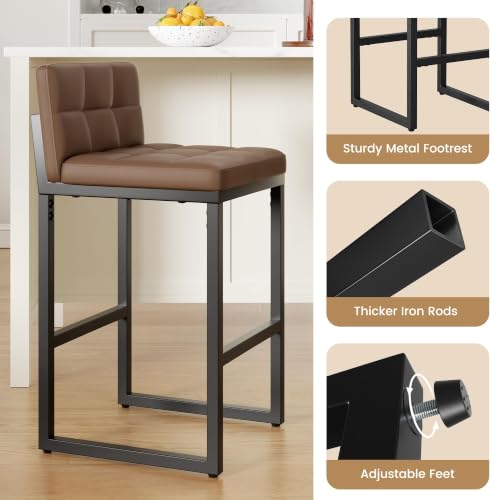 Image of Bar Stools Set of 2, Modern Counter Coffee Height Barstools