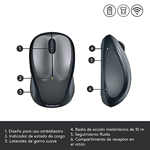 Logitech M235 Ratón inalámbrico USB Unifying de 2,4 GHz compatible con Mac, PC y portátil - Rojo 7