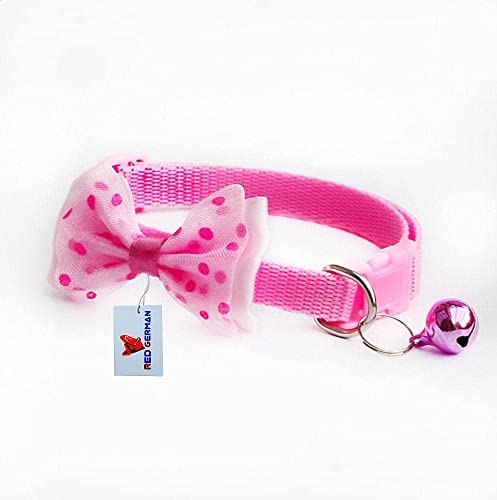 Image of Cat Collars I Color Full with Bell and I Bow Kitten and Small Dogs I Soft Adjustable Collar Safe I Solid and Protection for I Cats and Puppies Cute with Bow Design I (Color May Vary) (Pink)