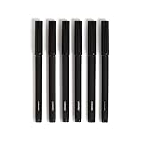 U Brands Catalina Felt Tip Pens, Pen Set of 6 Black Ink Pens, Soft Touch Midnight Black, Medium (0.7 mm) Point