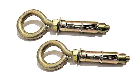 ke brass anchor round close hook 8 mm fastener for wall & ceiling mounting – heavy duty, rust resistant, gold (pack of 2) (12)