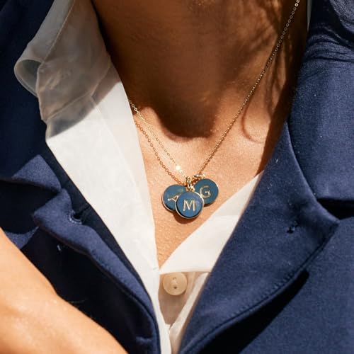 EVE'S ADDICTION Personalized Gold Plated Two Initial Round Charm Necklace, 16" chain plus 2" extender chain - Women's Initial Necklace - Custom Gift for Her - Gifts for Mom4