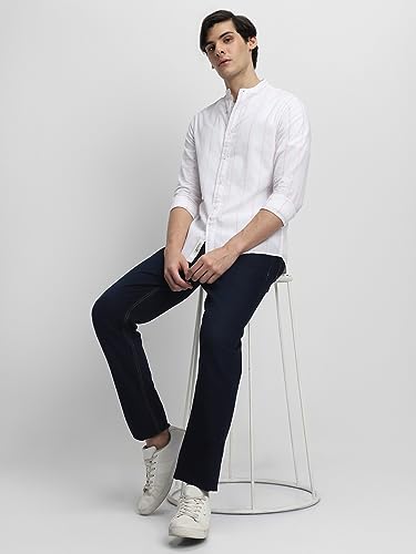 Image of Dennis Lingo Men's Cotton Striped Slim Fit Shirt
