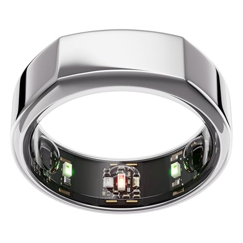 OURA Gen3 Heritage Smart-Ring - Größe 8, Silver | Wearable für Schlaf-, Herzfrequenz- und Fitnesstracking - Bis zu 7 Tage Akkulaufzeit - Kompatibel mit iOS/Android - Bestimme Deine Größe vor dem Kauf OURA Gen3 Heritage Smart-Ring - Größe 8, Silver | Wearable für Schlaf-, Herzfrequenz- und Fitnesstracking - Bis zu 7 Tage Akkulaufzeit - Kompatibel mit iOS/Android - Bestimme Deine Größe vor dem Kauf