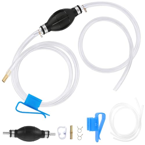 Herbst Benzinpumpe 8 mm Umfüllpumpe mit 2 m Schlauch Universal Tragbare Handpumpe Benzin Vakuumpumpe Notpumpe Hand Siphonpumpe für Auto/Boot/Kart/Motorrad zum Benzin Diesel Kraftstoffe Wasser