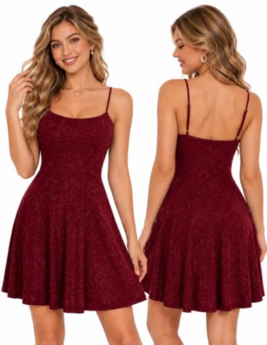Bbonlinedress Sparkly A Line Short Homecoming Dress for Teens Burgundy L