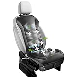 Upgraded 16 Fans Cooling Car Seat Cover Front Seat, Cooling Car Seat Cushion with Massage & Auto Stop/Start, 12V Ventilated Seat Cover for Car SUV Truck, Universal Seat Cooler (BLACK-10 FANS)