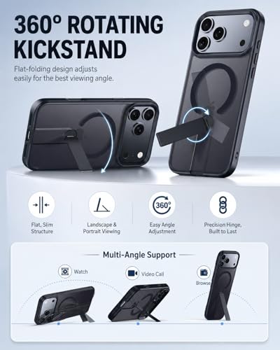 Coque magnétique iPhone 17 Pro Max antichoc à béquille invisible noire - 4