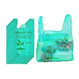 C&S Event Supply Co. Biodegradable Grocery Bags - Reusable Eco Plastic Bags with Thank You Message -