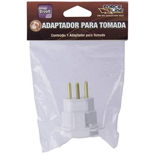 Adaptador Para Tomada Universal 2Pinos+T 10A Bivolt Branco, Force Line, 4313