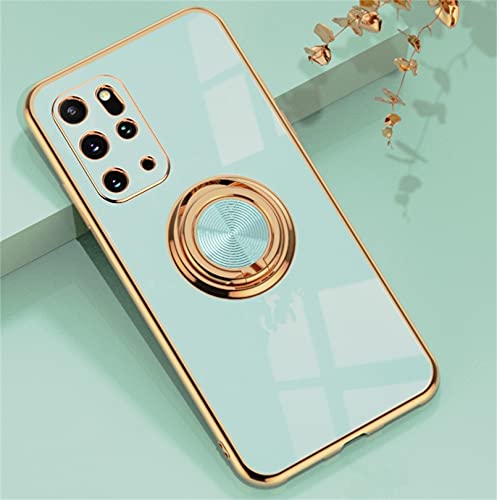 Alihtte Coque pour Samsung Galaxy S20 Plus,Coque magnétique avec Anneau Rotatif à 360 ° Mince Coque Antichoc Silicone avec Plaque métallique, Aimant Support de Voiture Housse Bumper, Cyan Cover