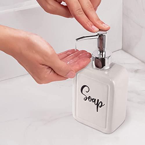 Home Acre Designs Farmhouse Soap Dispenser – 13Oz, Ceramic, White Hand Pump For Soap – Rustic Kitchen & Bathroom Accessories For Home #TOP5