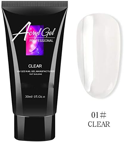 ICYCHEER 30ml Quick Building Gel Nail Art Transparent Clear Camouflage Color Jelly Nail Extend Nail Glue Manicure Crystal UV Gel Polygel UV LED Builder Gel (clear)