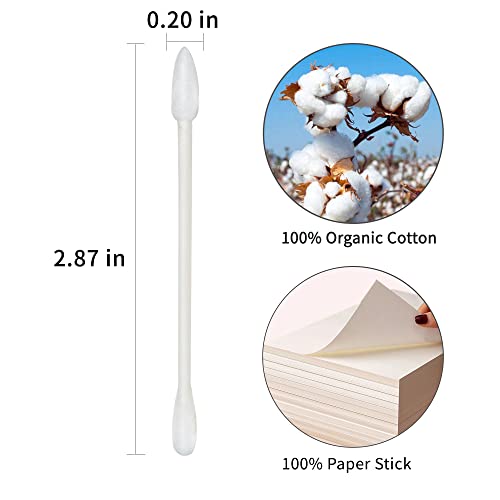 Homefox Cotton Swabs Precision Pointed - 400 Count Pointy Organic Cotton Buds Double Side Tightly Wrapped Cotton Tips Paper Stick Soft Gentle Chlorine-Free Cruelty-Free, Pointy & Round (White) #TOP5
