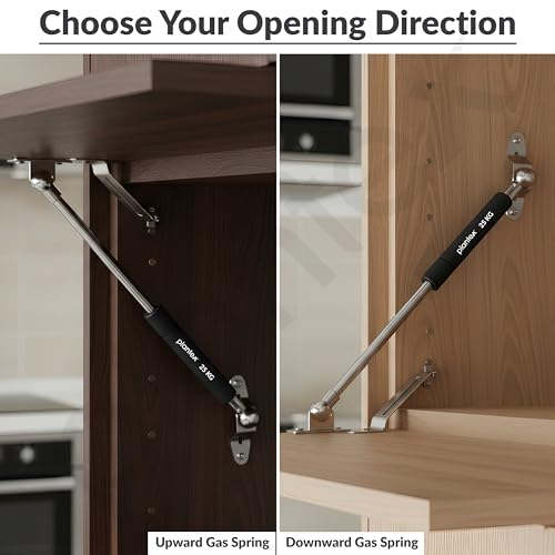 Image of Plantex 12 Inch Hydraulic Gas Spring Stay Strut Pneumatic Lift Support with Cover /Cabinet Hinges Support /Capacity 25 KGS (250 N) - Pair of 1 (2 Pcs) (Silver)