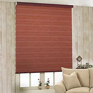 ZEBRA BLINDS Polyester Curtain for Windows or Outdoor Decor (Wood)