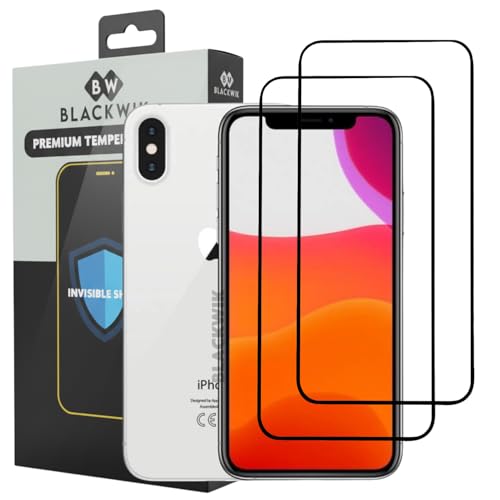 Image of Blackwik Tempered Glass Screen Protector for iPhone 11 Pro /iPhone X /iPhone XS with Edge-To-Edge Protector Coverage | Easy Installation Kit (Black) (Pack Of 2)