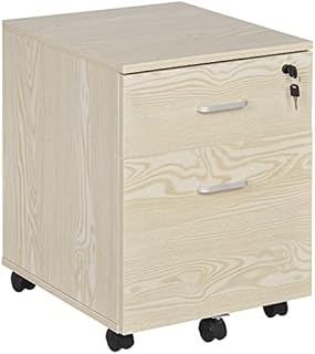 Vinsetto 2-Drawer Locking Office Filing Cabinet w/ 5 Wheels Rolling Storage Hanging Legal Letter Files Cupboard Home Organisation Oak