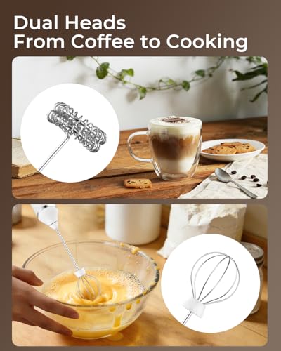 Image of Rechargeable Electric Milk Frother and Mixer, Frother Coffee Maker, 3-Speed Beater, Stand-up Design, 2 Styles Stainless Steel Whisk for Cream, Cappuccino, Latte, Egg