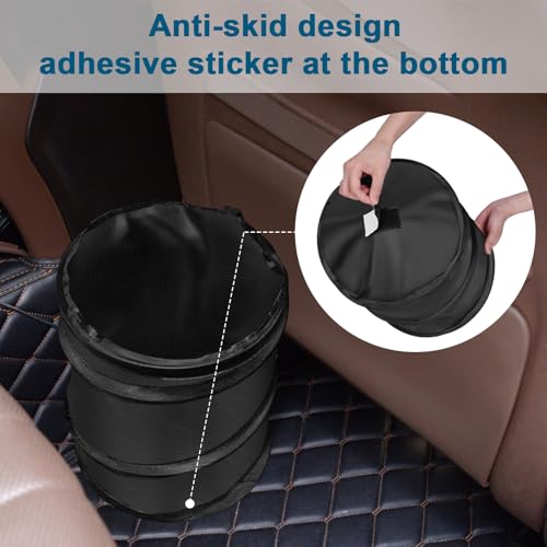 Image of Car Trash Can, 4 Gallons Garbage Can, Collapsible Pop-Up Trash Bin | Trash Can for Car Front Back Seat, Portable Car Trash Bag Hanging for Vehicle SUV Rv Truck Accessories Interior, Black