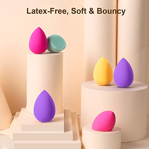 Makeup Sponge Set, Larbois 10 Pcs Beauty Blender Foundation Blending Sponge, Multi-colored Egg Sponges for Dry & Wet Use