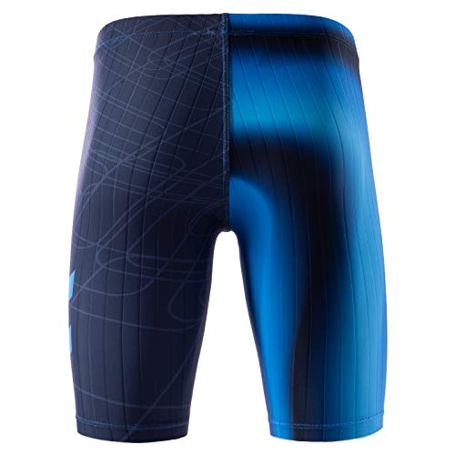 MY KILOMETRE Jungen Schwimmhose Jammer – Chlorresistente, Schnell Trocknende Badehose mit Kordelzug für Wettkampf & Training UPF 50+(Blau XL)